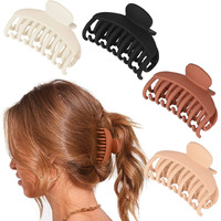 Deeka 4 Pcs Double Row Teeth Hair Claw Clips 2.5" Medium Hair Clips For Thin Hair Small Matte Clips Short Fine Hair Accessories For Women And Girls -Black Brown