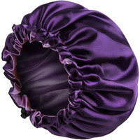 Satin Bonnet Silk Bonnet For Curly Hair Bonnet Braid Bonnet For Sleeping Bonnets For Women Large Double-Layer Adjustable Purple