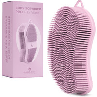 Mainbasics Exfoliating Silicone Body Scrubber Pro 2-In-1 Shower Scrubber For Body, Silicone Loofah And Body Exfoliator (Pale Pink, Body + Exfoliate)