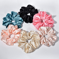 Ceelgon Large Silk Satin Scrunchies For Women Big Scrunchies Jumbo Satin Hair Ties Oversized Hair Scrunchies For Thick Curly Hair Pack Of 6 (Green)