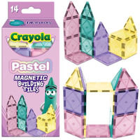 Createon Crayola Magnetic Tiles, Building Set For Kids, Magnetic Building Toys For Kids, Stem Travel Toys For Boys And Girls Ages 3+, 14-Piece Set (Pastel)