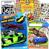 Hot Wheels Coloring Book Set For Kids Bundle With Hot Wheels Car Activity Books, Sticker Pads, Hot Wheels Hot Rod Imagine Ink Coloring And More