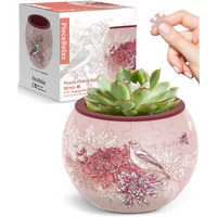 Piecerelax 3D Puzzle Planter - Singing Birds And Flowers - Small Round Plant Pots With Drainage, Home Decor Flower Pots For Indoor Cactus, Succulents Pots [K1100]