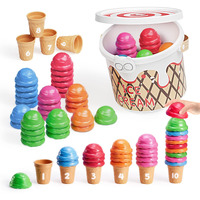 Joycat Ice Cream Preschool Learning Activities Counting And Color Sorting Set Stacking Toys For Kids 3-5, Stacking Fine Motor Skills Toys, 65Pcs Math Manipulatives Learning Resources Toys