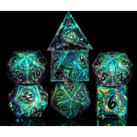 Cusdie 7-Die Sharp Edges Dnd Dice Set, Magic Circle Pattern Polyhedral D&D Dice Set For Dnd Dungeons And Dragons Ttrpg Role Playing Games