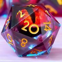 Yemeko Beholder's Eye D20 Dice Dragon Eye Dnd 22Mm Single Dice With Resin Sharp Edge 20 Sided D&D Dice,Handmade Polyhedral For Dungeons And Dragons, Rpg, Roleplaying Games Mtg Table Games(Red Blue)