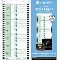 Time Card For Lathem Model 800P, 4 X 9, Weekly, 1-Sided, 100/Pack
