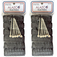 12 Pc Vintage Style Hair Rollers Brush Rollers & 12 Pins - Mesh Hair Curlers With Bristles 3"X 7/8" (12 Large Rollers & Pins)