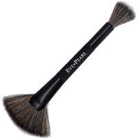 Eve Pearl Dual Ended Brush Contour Concealer Blender Fan Liner Highlighter Brow Cruelty Free Hypoallergenic Easy Blending Makeup Brushes (B204 Fan Highlighter)