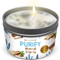 Magnificent 101 Purify Aromatherapy Candle For Clarity - Sage, Palo Santo, Sandalwood, Lavender Scented Natural Soybean Wax Tin Candle For Purification And Chakra Healing