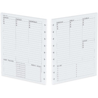 Discbound Undated Weekly Plan Paper Refill, 120 Gsm, 80 Sheets/160 Pages, Happy Planner 9 Disc Pre-Punched Inserts, Loose Leaf, White, 7 Inch X 9.25 Inch, To-Do, Notes, Habit Tracker, And Scheduling