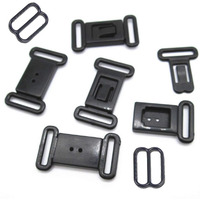 50 Sets Adjustable Bow Tie Clips Plastic Snap Buckles Hook Fastener For Necktie Strap (Black)