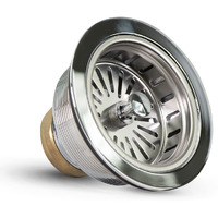 Highcraft 9735 Heavy Duty Kitchen Sink (3-1/2 Inch) Stainless Steel Drain Assembly With Strainer Basket Kohler Style Stopper, 1.79