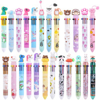 Kolewo4Ever 24 Pieces Multicolor Ballpoint Pens 10-In-1 0.5Mm Retractable Ballpoint Cartoon Pens Dinosaur Pens Unicorn Pens For Office School Supplies Students Gift