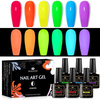 Msruioo Glow In The Dark Gel Nail Polish, 6 Colors Luminous Neon Gel Polish Set Fluorescent Bright Colors Hot Pink Yellow Purple Glow Effect Soak Off Uv Gel Polish For Diy Nail Art Design