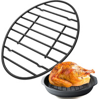 Palksky Oval Roasting Rack For 14-19 Oval Roaster Pan/Roaster Oven, 12X8.5 Inch Non-Stick Roasting Rack Black With Integrated Feet, Oven And Dishwasher Safe, Kitchen Cooling Rack For Cooking