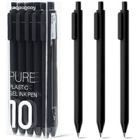 Kaco Gel Pens Black 0.5Mm Fine Point 10 Pieces Retractable Aesthetic Pens Office Supplies (10 Black)