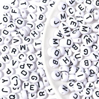 Herzwild 500 Pcs Black On White Alphabet Beads Round Acrylic Letter Beads 10 Mm White Letter Beads Letters A-Z Beads For Jewellery Crafts(10Mm Black-White)