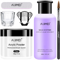 Aijimei Acrylic Powder Acrylic Nail Kit With Professional Liquid Monomer Clear Acrylic Nail Tools Set Nail Extension Acrylic Nail System Nail Art Starter Kit (Set A)