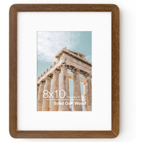 Flyjoe 8X10 Picture Frame | Solid Oak Wood 8 X 10 Photo Frame | 8X10 Picture Frame With Mat For 5X7 | Plexiglas And Hanging Hardware Included | 8 By 10 Picture Frame Wood (Walnut, 1 Pack)