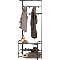 Simple Houseware Coat Rack With Storage Shelf, Black