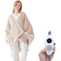 Westinghouse Wearable Heated Throw Blanket, Electric Heated Wrap Poncho Shawl With Pockets, 6 Heating Levels & 2 To 10 Hours Time Settings, 50 X 60 Inch, Beige
