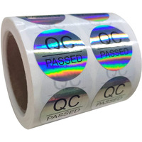 Qc Passed Stickers 1" 500 Pcs Hologram Qc Pass Stickers For Warehouse Inventory Quality Control Check Tested Pass Approval
