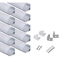 Hunhun 10-Pack 3.3Ft/1Meter V Shape Led Aluminum Channel System With Milky Cover, End Caps And Mounting Clips, Aluminum Profile For Led Strip Light Installations, Very Easy Installation