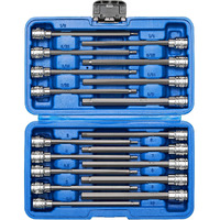 Ementol 18Pcs 3/8" Drive Long Hex Bit Socket Set, Cr-V, S2 Steel, Sae/Metric, Extra Long Allen Hex Bit Socket Set, 1/8 Inch - 3/8 Inch, 3Mm - 10Mm