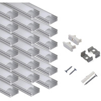 Hunhun 20-Pack 6.6Ft/ 2Meter U Shape Led Aluminum Channel System With Milky Cover, End Caps And Mounting Clips, Aluminum Profile For Led Strip Light Installations, Very Easy Installation