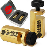 Clarke Brothers Stair Gauge - 2Pcs Stair Tread Gauge For Conventional Framing Square Or Carpentry Square - Heavy-Duty Brass Stair Gauge Set - Large Knob Size - Long Brass Body