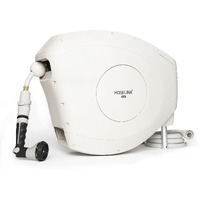 Hoselink Beige, 82Ft Automatic Retractable Garden Hose Reel, 9/16, 8-Pattern Spray Nozzle, Uv-Stabilized Kink-Free Hose, Wall Mounted Complete Watering Solution For Backyard, Garden & Outdoor
