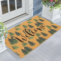Izus Non-Slip Floral Out-Doormats For Spring Summer,Flower-Hello Imitation-Coir Welcome-Mats Home Porch Farmhouse Decor 17X30 (Welcome-Green Pine Tree, 17X30)