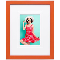 Kinlink 8X10 Picture Frames Orange, Wood Frames With Acrylic Plexiglass For Pictures 4X6/5X7 With Mat Or 8X10 Without Mat, Tabletop And Wall Mounting Display, 1 Pack