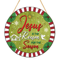 Wesiti Christmas Wooden Door Wreath Jesus Is The Reason For The Season Xmas Door Hanging Sign Jesus Is The Reason For The Season Xmas Door Hanging Sign Christmas Decorations For Front Door Wall