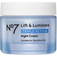 No7 Lift & Luminate Triple Action Night Cream - Anti Wrinkle, Collagen Peptide Brightening Cream - Skin Firming Hyaluronic Acid & Hibiscus + Hyperpigmentation Vitamin C Face Cream (50Ml)