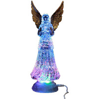 Dalax- Angel Led Lighted Sparkling Color Changing Snow Globe Water Lamp With 6 Hour Timer, 12'' Prayer Angel Swirling Glitter Golden Wings Statue Home Decor Figurine, Christmas Ornaments Decorations