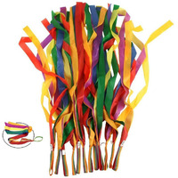 Orzizro Rainbow Dance Ribbons, 12Pcs Rhythm Ribbon Streamers For Kids Children Adults - Bright & Multi-Colored