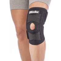 Mueller Sports Medicine Self Adjusting Knee Stabilizer, Knee Pain Relief Support For Men And Women, Ideal For Arthritis, Sprains, Black, One Size
