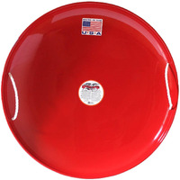Flexible Flyer Steel Saucer Round Metal Kids Snow Sled Toy With Nylon Rope Handles For Adults And Children Ages 5 Years And Up, Red