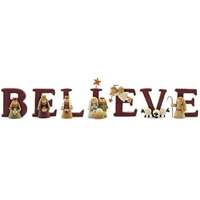 Blossom Bucket B-E-L-I-E-V-E Nativity Resin Christmas Decoration Set Of 7 Letters - Size 1.75 In Tall