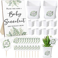 Zhehao 151 Pcs Baby Shower Succulents Favors Include 1 Greenery Baby Shower Sign 50 Watch Me Grow Succulent Tags 50 Succulent Pots Plant Pots 50 Stickers Baby Shower Favors (Potted Plant Style)