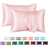 Mr&Hm Satin Pillowcase For Hair And Skin, Silk Satin Pillowcase 2 Pack, Queen Size Pillow Cases Set Of 2, Silky Pillow Cover With Envelope Closure (20X30, Light Pink)