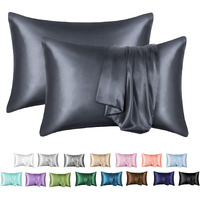Mr&Hm Satin Pillowcase For Hair And Skin, Silk Satin Pillowcase 2 Pack, Standard Size Pillow Cases Set Of 2, Silky Pillow Cover With Envelope Closure (20X26, Space Grey)