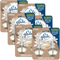 Glade Plugins Refills Air Freshener, Scented And Essential Oils For Home And Bathroom, Sheer Vanilla Embrace, 1.34 Oz, 12 Count