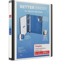 1" Staples Better View Binder With D-Rings, White