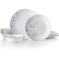 Corelle Vitrelle 18-Piece Service For 6 Dinnerware Set, Triple Layer Glass And Chip Resistant, Lightweight Round Plates And Bowls Set, Indigo Speckle