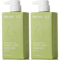 Medix 5.5 Coconut Oil Lotion W/ Manuka Honey Cream Skin Care Face Moisturizer & Body Cream | Firming Coconut Oil For Skin Minimizes Look Of Dry Skin, Cellulite, Stretch Marks, & Wrinkles, 2-Pack