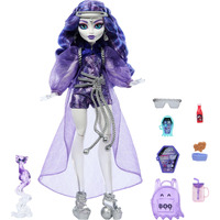 Monster High Spectra Vondergeist Doll With Pet Ferret Rhuen And Accessories Like Backpack, Tablet, Snacks And More