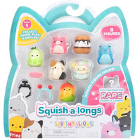 Squish-A-Longs 8 Pack - Series 1, Style 2 - (8) 1 Mini-Squish With 2 Accessories, Ring, And Collectors Guide - Collect, Trade, & Play